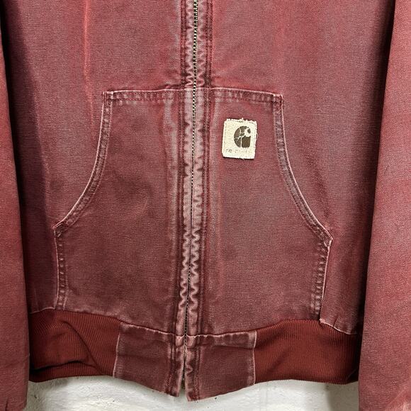 Vintage Carhartt Quilted Hooded Active Jacket “Brick Red” - Picture 3 of 12